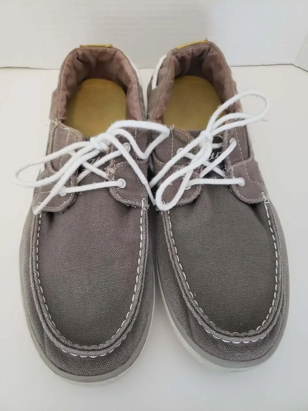 Mens Original Penguin Canvas Boat Shoes- Grey- Size 11